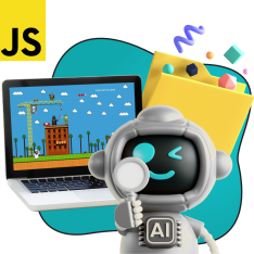 Язык программирования JavaScript + AI. Проектное обучение + геймификация + AI-помощники - КИБЕРшкола программирования для детей, компьютерные курсы для школьников, начинающих и подростков - KIBERone г. Алексеевский